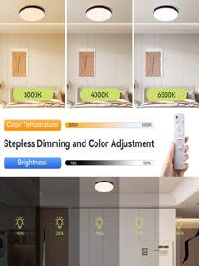 CANMEIJIA 1 pièce Plafonnier LED moderne 220V avec télécommande, lampe de plafond à gradation et variation de couleur de 3000K à 6500K. Lampe LED pour décoration de chambre à coucher, salon, cuisine, salle à manger, bureau.