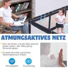 LILIIN Playpen Baby Playpen Gate With Non-Slip Base And Breathable Net And 50 Balls, Stable Barrier Activity Center For Children - 127 X 127 cm Black - View 4