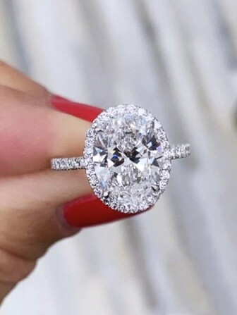 1 件椭圆形合成锆石订婚/结婚戒指，优雅奢华的女性礼物，浪漫纪念戒指