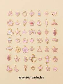 45-50pcs Random Zinc Alloy Oil Drop Pendants, DIY Jewelry Accessories Suitable For Bracelet & Necklace Making