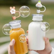 1 件/2 件/4 件 10 毫米可爱植物硅胶吸管塞，可重复使用吸管套，适用于 30 盎司和 40 盎司玻璃杯、杯子装饰配件、婚礼派对情人节母亲节礼物、学校用品 - 彩色 - 查看 5
