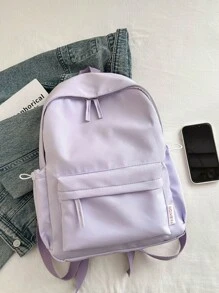 1pc Nylon Zipper Closure Book Korean Harajuku Ulzzang Backpack Simple Fashion Versatile Ins Style Backpack