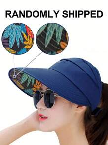 女士宽檐遮阳帽，防紫外线，轻便透气，可折叠，适合户外运动、骑行和驾驶。