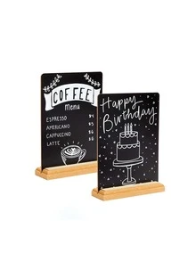 1pc Wooden Mini Chalkboard Sign Stand Food Label Message Board Sign Wedding Birthday Party Table Decoration Stand Display Sign Creative Bar Can Be Erasable Display Message Board - Multicolor - View 3