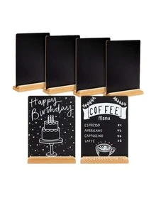 1pc Wooden Mini Chalkboard Sign Stand Food Label Message Board Sign Wedding Birthday Party Table Decoration Stand Display Sign Creative Bar Can Be Erasable Display Message Board - Multicolor - View 6