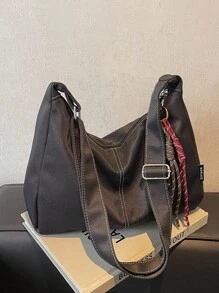 大容量女士手提包、秋季时尚单肩包和斜挎包 - 黑色 - 查看 5