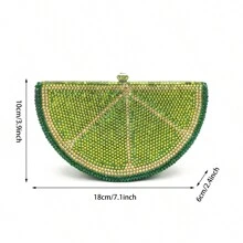 Women Cute Watermelon Rhinestone Evening Clutch Glitter Crystal Purse - 綠色 - 查看 2