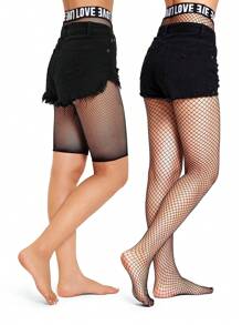 2 stuks/set vrouwen Love Design visnetpanty's (bermudashorts + panty's)
