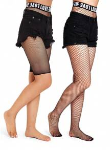 2 stuks/set vrouwen Love Design visnetpanty's (bermudashorts + panty's)