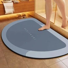 1pc Silicone Bathroom Mat, Letter Design Absorbent Anti-Slip Rug For Bathroom, Laundry Room, Bedroom, Doorway, Home Decor,Women Valentine Gift Birthday Boyfriend Girlfriend Home Bathroom Decor Floor Carpet Outdoor Rug Door Mat Fall Decor Bathroom Accessories Back To School