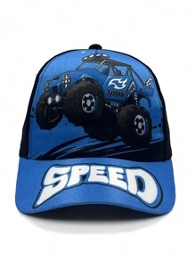 1 Peça Boné de Beisebol com Estampa de Veículo Fora de Estrada & Escavadeira para Crianças, Chapéu de Sol Fofo de Veículo de Construção