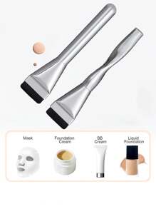 Pincel de Base Sem Rastro de Cabeça Plana, Artefato de Fundação Líquida Ultrafina 4-em-1 Almofada de Pó, Pincel Profissional Multiuso para Sobrancelhas com Efeito 3D, 1 Almofada de Pó Grande de Maquiagem + 2 Pincéis de Fundação Lisos + 1 Paleta Grande, Pincel de Fundação de Formato Reto, Pincel para Máscara, Pincel de Fundação Líquida de Cabeça Plana, Pincel de Maquiagem Fino, Sem Rastro e Sem Pó, Conjunto de Pincéis de Maquiagem 1/2/3/4 Peças