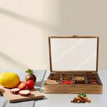 SENDERPICK Wooden Spice Box Wooden Spice Box With 12 Containers Spice Fit Box - Brown - View 3