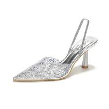 Damesschoenen met strass-decoratie, puntige neus en minimalistische hoge hakken, casual dagelijks te dragen, stijlvolle sandalen, zomersandalen voor dames