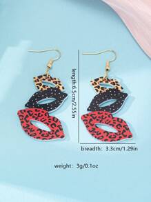 Une paire de boucles d'oreilles élégantes et sexy bohème avec des lèvres dorées en forme de dopamine et de Maillard, imprimé léopard avec un nœud, légères, élégantes, hypoallergéniques, convenant pour tous les jours, les fêtes, en cadeau, Fête des Mères (sans cartes incluses)