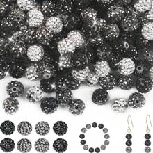 45pcs 10mm Colorful Shiny Round Shamballa Disco Beads, Sparkling Clay Rhinestones, Rhinestones, Necklaces, Bracelets, Earrings, Jewelry Making Supplies, Party Decorations Valentines