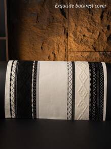 1 件豪华雪尼尔沙发套，四季宠物友好型沙发保护套，高端质感 - 黑與白 - 查看 7