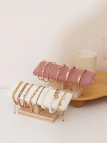 1个/2个装木质单层手镯架，发带项链手表手镯展示架，珠宝围巾展示架，返校季装饰品 - 胡桃色 - 查看 5