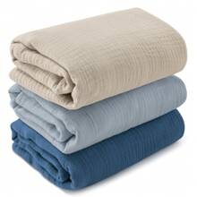 Muslin Swaddle Blankets For Newborn, 3 Pack Breathable Soft Receiving Blanket, Large 38 X 40 Inches Swaddle Wrap Burping Clothes, Essentials Infant Shower Items, Toddler Gift Love Valentine - Blue - View 1