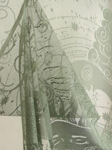 1 件简约太阳和月亮蕾丝杆窗帘、半窗帘、房间隔断 - 綠色 - 查看 6