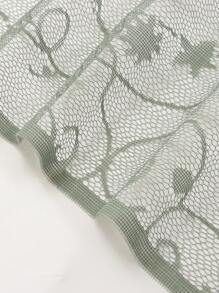 1 件简约太阳和月亮蕾丝杆窗帘、半窗帘、房间隔断 - 綠色 - 查看 9