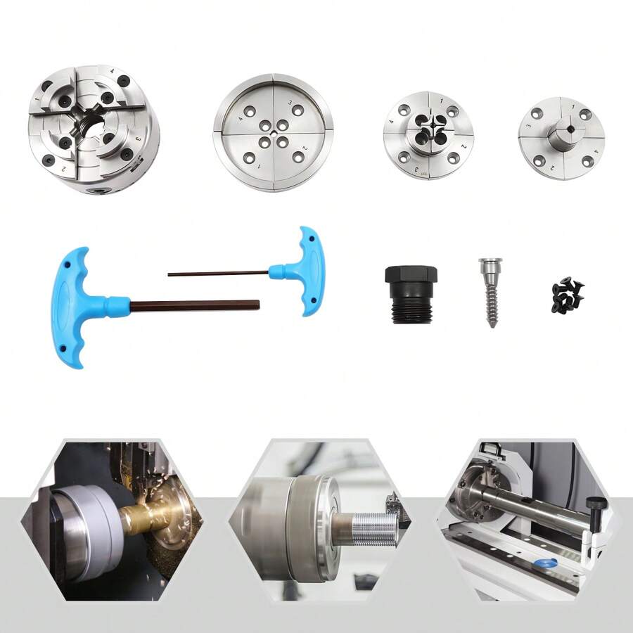 SENDERPICK Self-Centering Lathe Chuck Set Lathe Chuck Set Lathe Chuck - Silver and Black - View 1