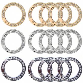 5 Pcs Rhinestone Spring O Rings Round Carabiner Snap Clip Buckle Spring Key Ring For Keyring Bags Purse Strap Car Keychain Car Accessories Bag Charm Backpack For School Cute Goth Y2k Christmas Gift