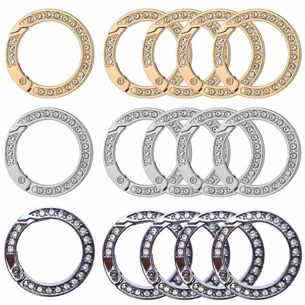 5 piezas de anillos en forma de O con rhinestones, mosquetón de resorte redondo, hebilla de resorte para llaveros, bolsos, correas de bolso, llaveros de coche, accesorios de coche, encantos de bolso, mochila para la escuela, estilo gótico y Y2K