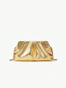 Dancing Engine Luxury Designer Shoulder Bag, PU Leather Evening Clutch Purse For Women - Gold - View 7