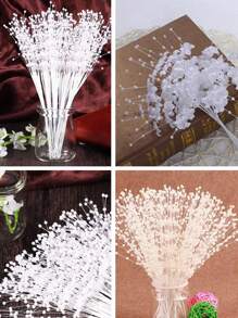 100pcs 4mm Mini Pearl Sticks, Wreath Pearl Beading For Bridal Wedding Bouquet, Party Decor, DIY Floral Arrangement, Wedding, Home Decoration