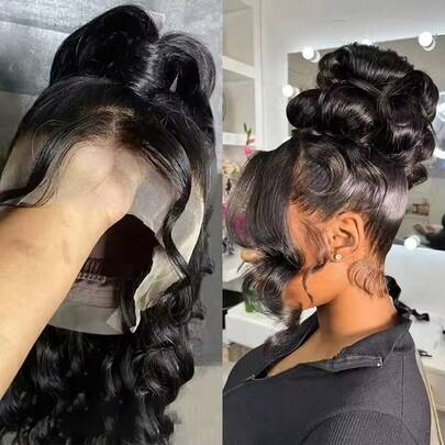 bling hair 100% Human Hair 360° Full Lace Front Wig, Wavy Curl Wig, Pre-Plucked Hair, Includes Baby Hair, Native Hair, Wavy Curl Wig, 360° Full Lace Front Wig, Human Hair Wig