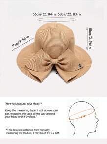 1pc Women Straw Hat With Bowknot & Wide Brim For Spring/Summer Beach Outings, Outdoor New Fashion Sun Protection Hat