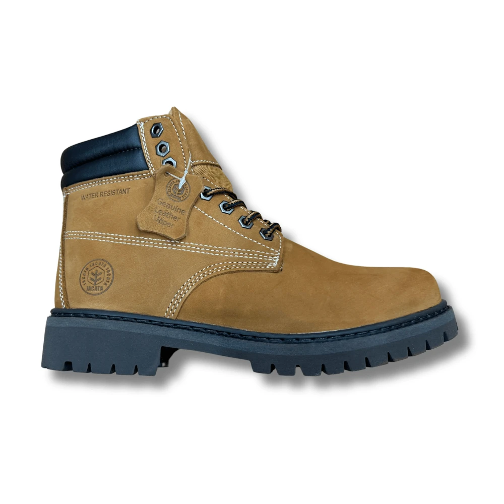 Men's Water-Resistant Brown Work Boots - Genuine Leather Upper & Rugged Sole - Brown - View 1