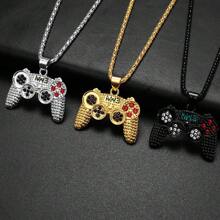 1pc Fashionable Stainless Steel Pendant Necklace With Gemstone Inlaid Game Controller Shape Pendant, A Must-Have Item For Gamers, Suitable For Both Men And Women; A Great Choice Of Gift For Friends On Special Occasions Such As Valentine's Day, Birthdays, Or Roommates Gifts.,Mom,Mother,Mother's Day,Gift