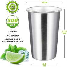 SHIXIONG Set Of 6 500ml Stainless Steel Tumblers, Stainless Steel Water Cups For Kids, Stackable,  And Durable, Easy To Clean, Ideal For Home, Restaurant, Party And Travel - 銀色 - 查看 2