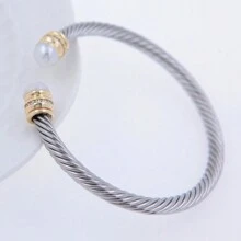 Brazalete ajustable de acero inoxidable con diseño bicolor en oro y plata, unisex, adecuado para uso diario, estilo punk/gótico, mejor regalo para festividades, joyería