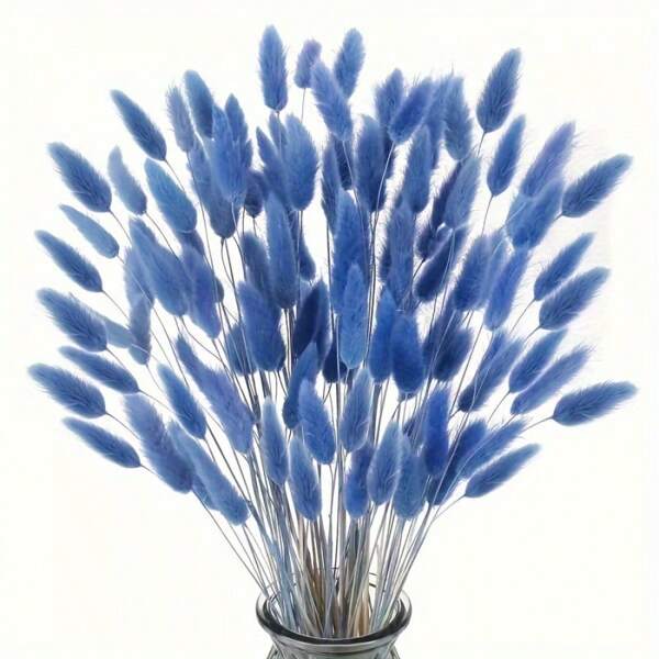 Buquê de flores de cauda de coelho azul 45/90 peças - decoração multifuncional para casa e casamento, ideal para enchimento de vasos faça você mesmo, ótimo para e muito mais, casamentos