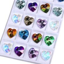 8pcs 14mm Heart Shape Austrian Crystal Pendants Multicolor Faceted Gorgeous Crystal Charms For Jewelry Making DIY Elegant Necklace Earrings Accessories For Women Gifts - Heart - View 3