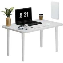 Batley Rectangle Dining Table With Solid Wood Legs, Modern Dining Room, Coffee Table Office Table, 23.6"Lx15.7"W (White, 1/2 Seater)