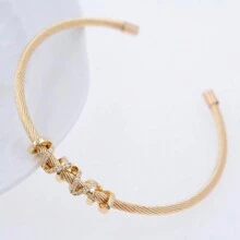 Brazalete ajustable de acero inoxidable con diseño bicolor en oro y plata, unisex, adecuado para uso diario, estilo punk/gótico, mejor regalo para festividades, joyería