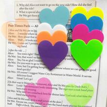 8pcs/Set Mini Fluorescent Heart Shaped Reading Mark Tab With 160pcs Pet Colored Sticky Notes Back To School - Multicolor - View 9