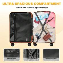 Luggage Hardside Lightweight Suitcase ABS+PC With Spinner Wheels Four Plastic Foot Pads Adjustable Handle Checked Carry On - BlackBrown - View 10