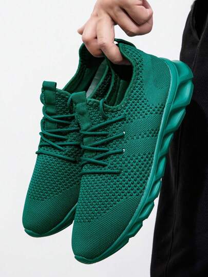 DaoLxi Men's Sneakers Ultra-Lightweight Sports Shoes Mesh Breathable Running Shoes Gym Shoes Unisex Casual Shoes Ladies' Shoes Flat Shoes Dark_Green