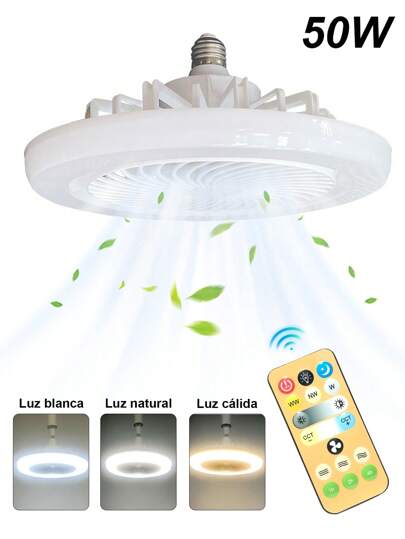 Ventilador De Techo Con Led,Fácil De Montar,control Remoto, 3 Velocidades,Con Función de Temporizador,para Cocina/Baño/Dormitorio