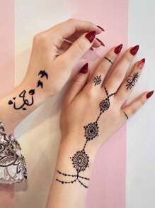 3 瓶果汁纹身墨水黑色果汁身体彩绘皮肤绘画持续 7-10 天，兼容纹身模板，适合男性和女性，半永久防水假纹身墨水 - 黑色 - 查看 5