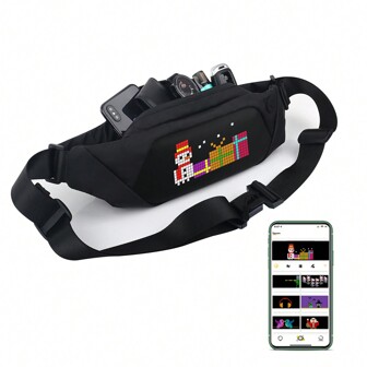 Led Fanny Packs With APP Programmable, Crossbody Running Waist Bag DIY Backpack, LED Display Pixel Screen, For Men Women Daypack Daily Sports Mountaineering Travel