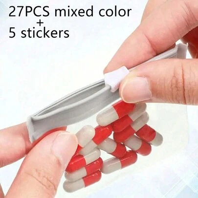 27pcs Portable Pill/Medicine Storage Bags, Waterproof Silicone Sealed, Moisture-Proof, Suitable For Office, Travel, Gym, Fall Decor, Travel Organizer, Cosmetic Bag, Makeup Case, Holiday Organizer, Large Capacity Makeup Organizer Box For Lipstick, Brushes, Skincare, Phone, Coins, Small Items, Fits Home, Gift, Holiday, Multipurpose Use