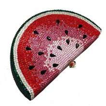 Women Cute Watermelon Rhinestone Evening Clutch Glitter Crystal Purse - Đỏ - Xem 3