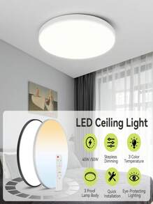 CANMEIJIA 1 pièce Plafonnier LED moderne 220V avec télécommande, lampe de plafond à gradation et variation de couleur de 3000K à 6500K. Lampe LED pour décoration de chambre à coucher, salon, cuisine, salle à manger, bureau.