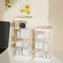 Puff Storage Box, Desktop Rotation, Dust-Proof, Special Beauty Egg Shelf, Air Cushion, Makeup Brush, Cotton Multi-Layer Shelf - Two Layers White - View 5